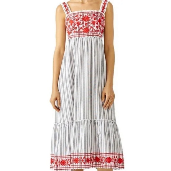 kate spade Dresses & Skirts - Kate Spade Broome Striped Embroidered MIDI Dress Sz Small